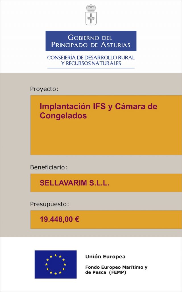 Subvención Gobierno Principado de Asturias — Implantación IFS y Cámara de Congelados — Fondo Europeo Marítimo y de Pesca