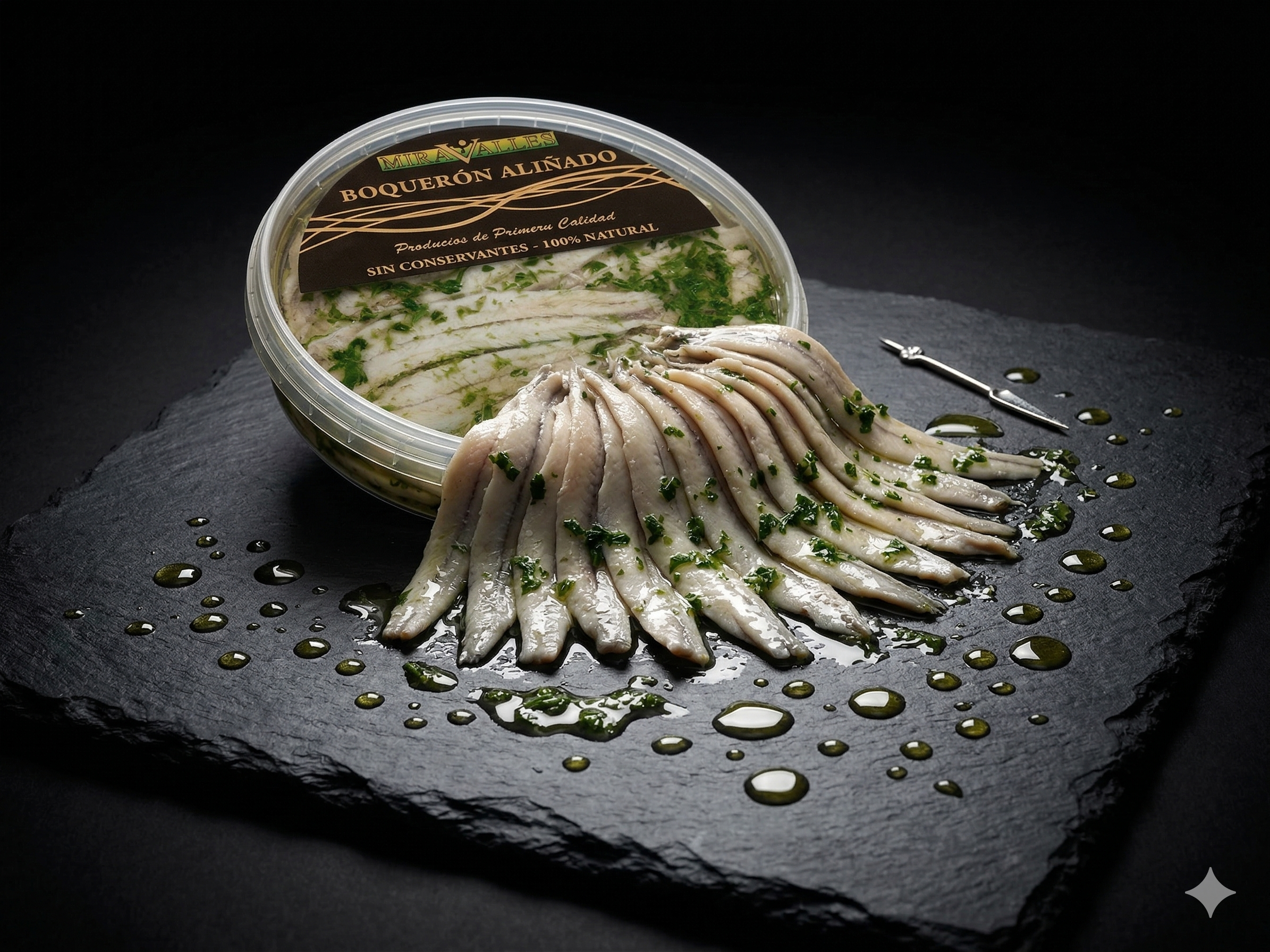Boquerón aliñado — presentación gourmet Miravalles